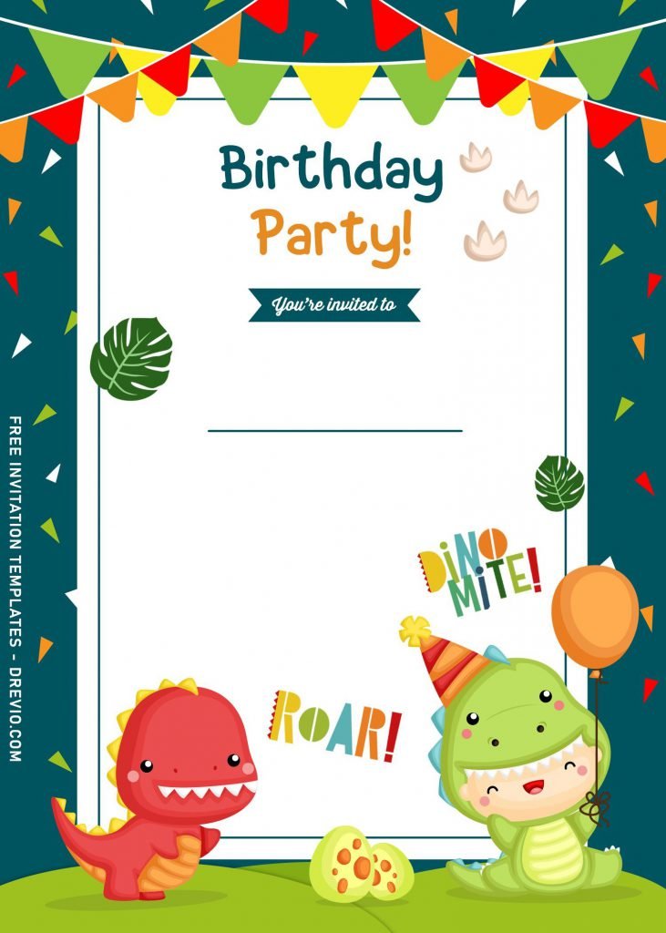 9+ Awesome Dino Party Birthday Invitation Templates and has Dinomite 