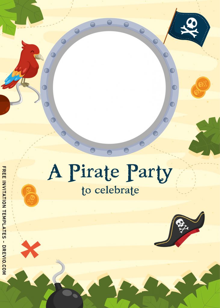 9+ Cute Pirate Birthday Invitation Templates and has cute baby parrot