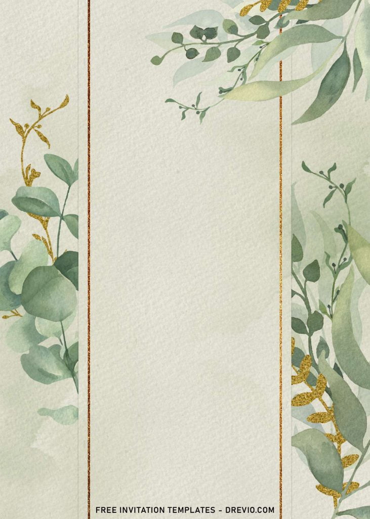 9+ Greenery Gold Leaves Birthday Invitation Templates and has Paper Grain Background