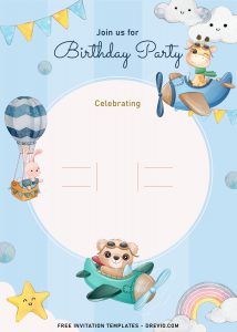 9+ Cute Hand Drawn Up In The Sky Birthday Invitation Templates ...