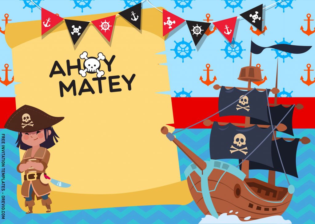 11+ Ahoy Pirate Birthday Invitation Templates For Your Kid's Birthday Party and cute Pirate