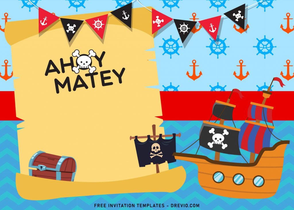 11+ Ahoy Pirate Birthday Invitation Templates For Your Kid's Birthday Party and Treasure chest