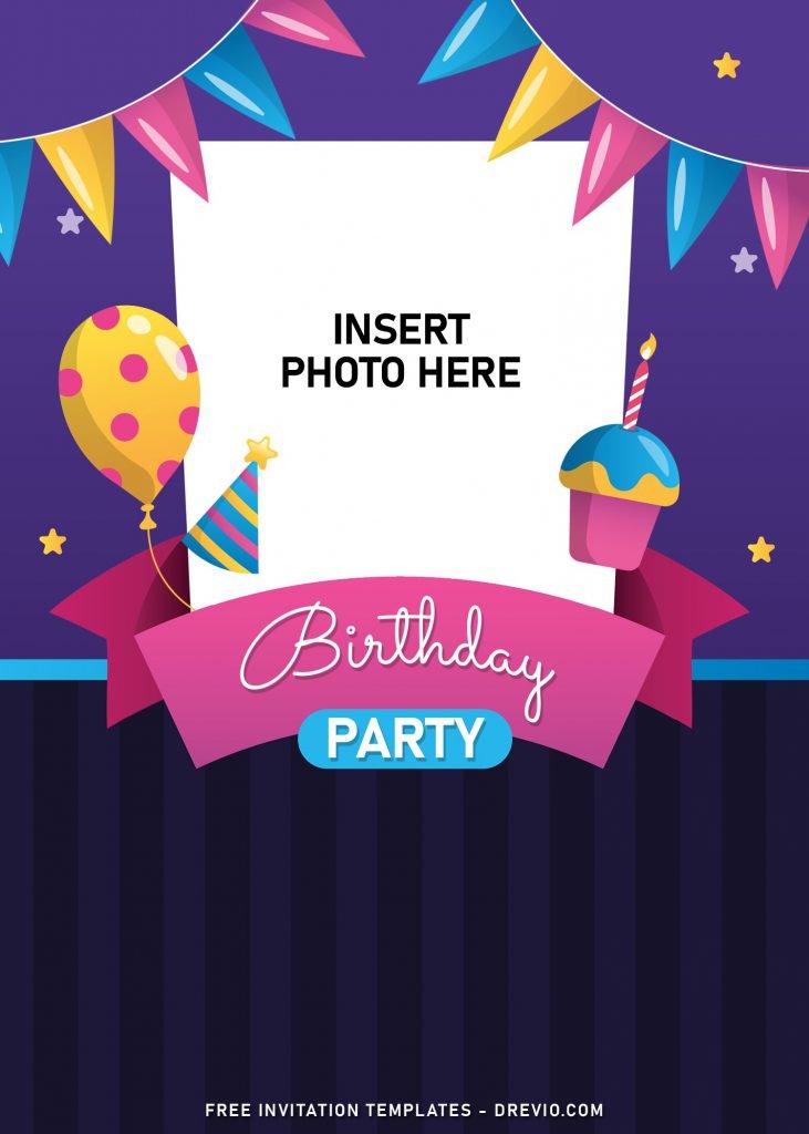 11+ Fun Birthday Invitation Templates For Your Kid's Upcoming Birthday Party and has cute birthday cake with candle