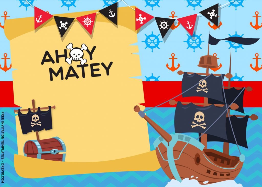 11+ Ahoy Pirate Birthday Invitation Templates For Your Kid's Birthday Party and Pirate Map and Ship