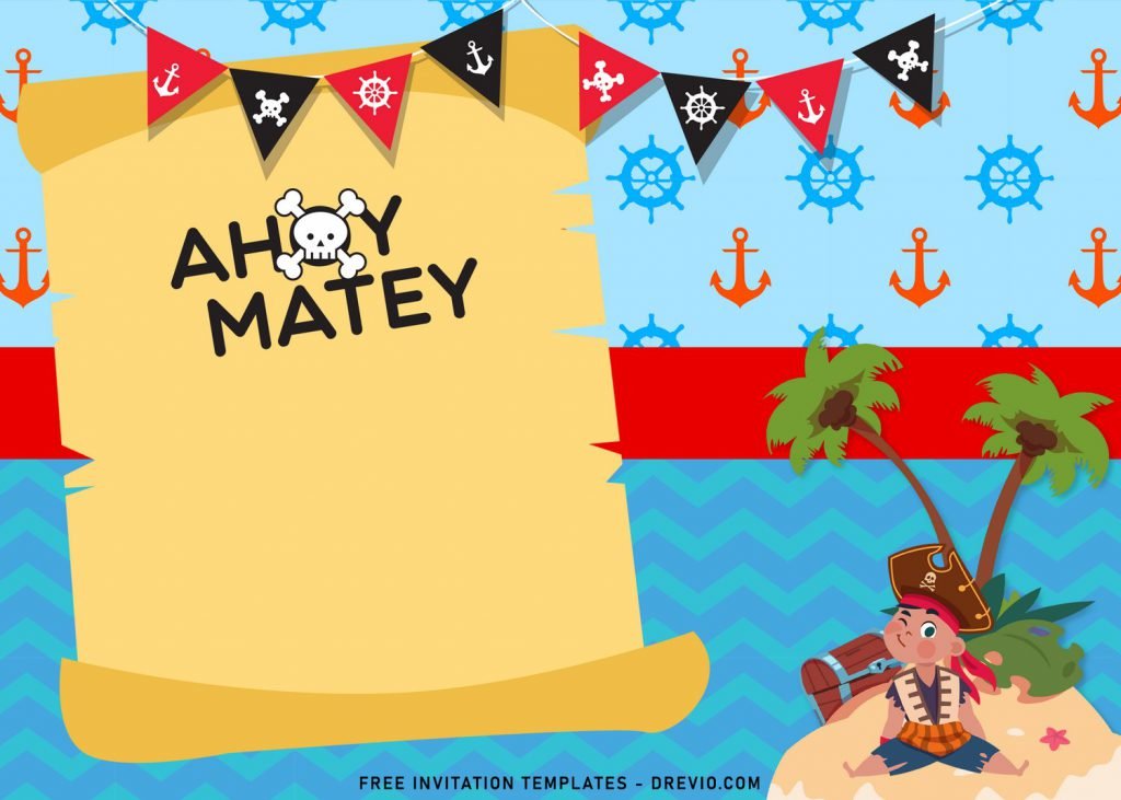 11+ Ahoy Pirate Birthday Invitation Templates For Your Kid's Birthday Party and Papyrus Scroll text box
