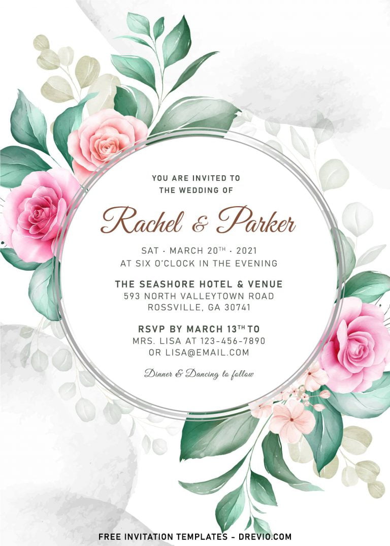 8+ Watercolor Pink Floral Wedding Invitation Templates | Download ...
