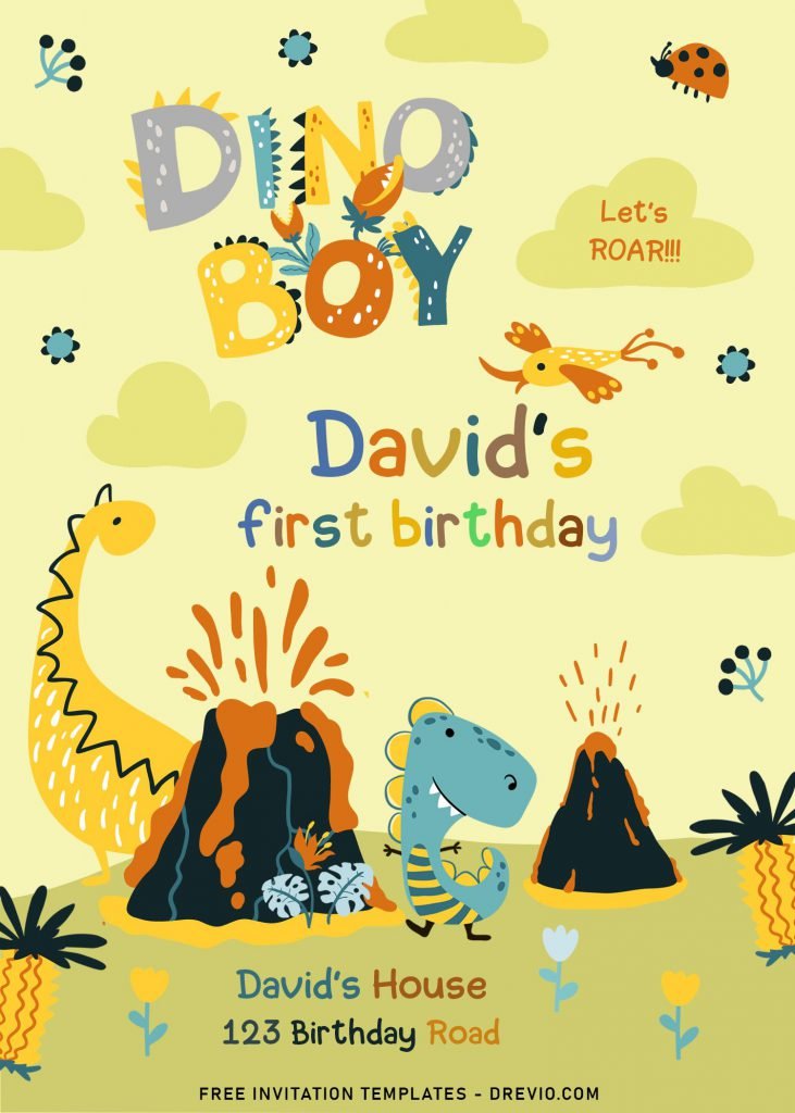 7+ Cute Dino Party Birthday Invitation Templates