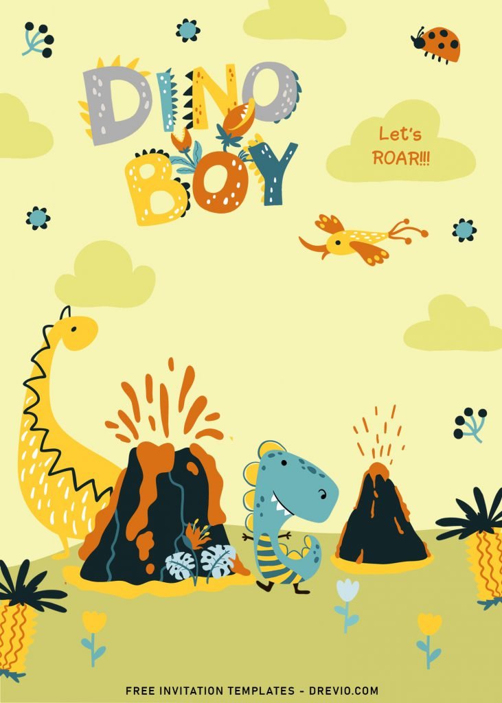 7+ Cute Dino Party Birthday Invitation Templates and has 