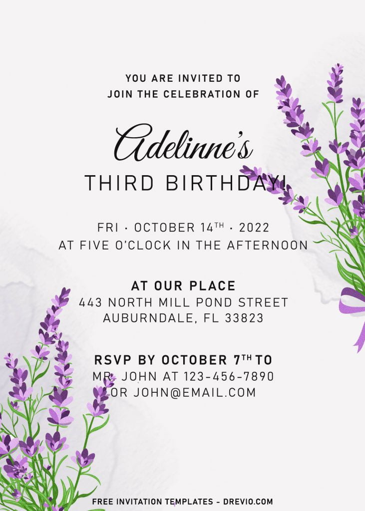 8+ Watercolor Lavender Birthday Invitation Templates