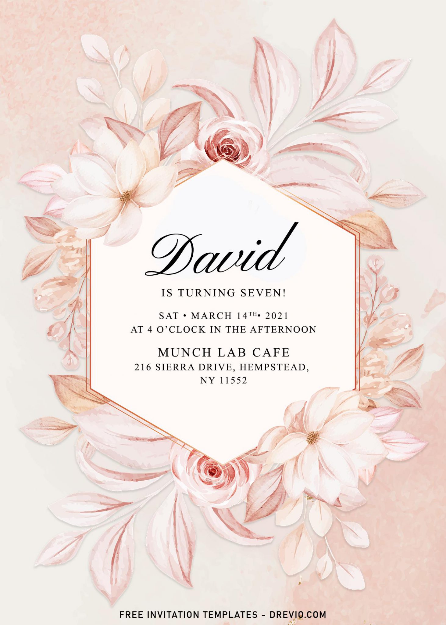 7+ Blush Floral Birthday Invitation Templates For Best Spring Themed ...