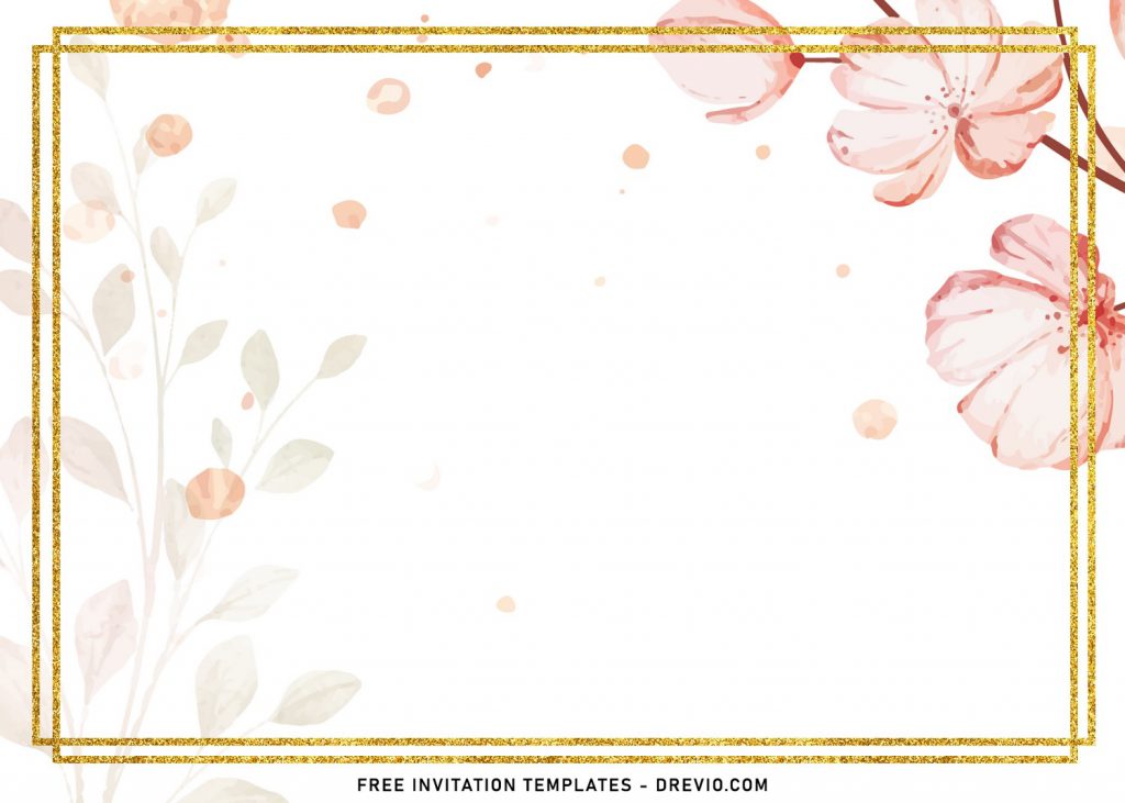 8+ Pristine Watercolor Cherry Blossom Birthday Invitation Templates and has gold glitter border frame