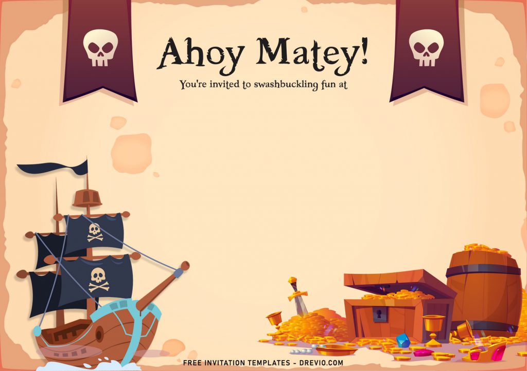 8+ Awesome Pirate Party Birthday Invitation Templates For Your Little Pirate Birthday and has Pirate Ship