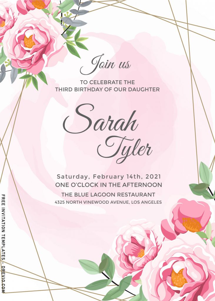 7+ Stunning Peonies Birthday Invitation Templates For Your Kid's Upcoming Birthday Party