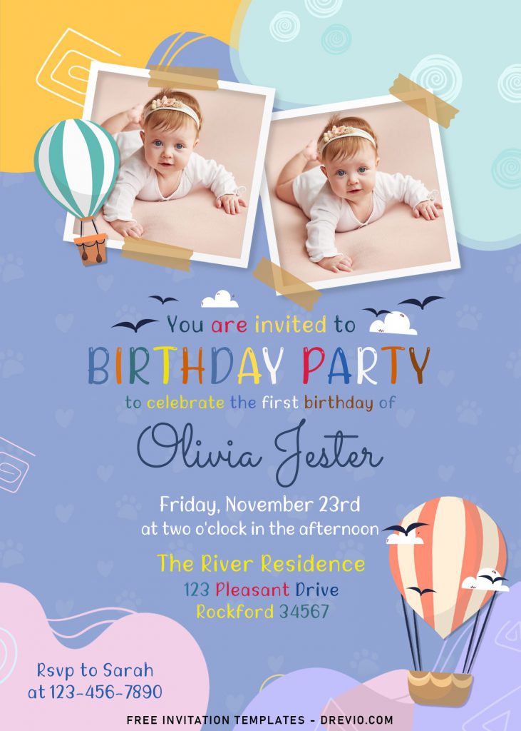 8+ Adorable Hot Air Balloon Birthday Invitation Templates For Your Kid's Upcoming Birthday