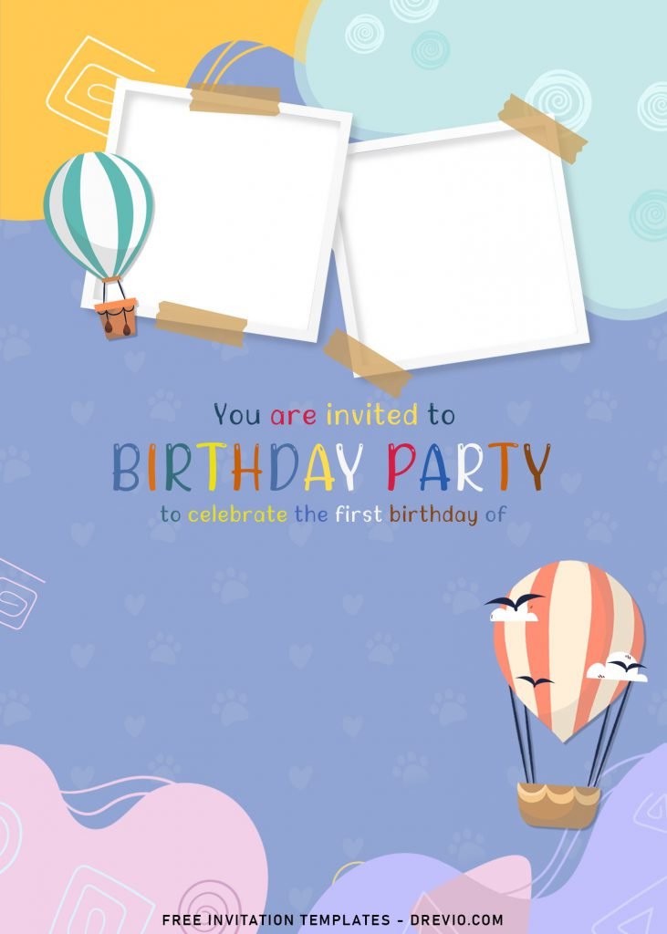 8+ Adorable Hot Air Balloon Birthday Invitation Templates For Your Kid's Upcoming Birthday and has stunning hand drawn hot air balloon