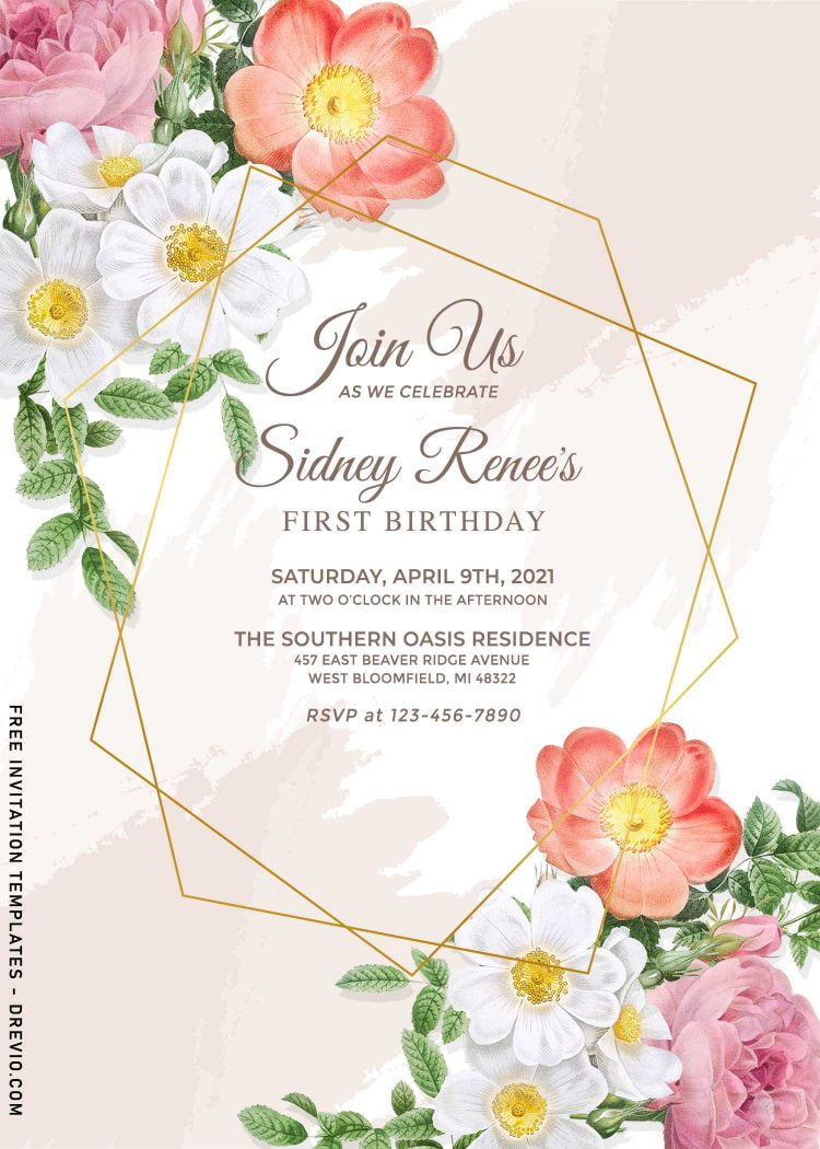 8+ Classy Birthday Invitation Templates With Watercolor Flowers ...