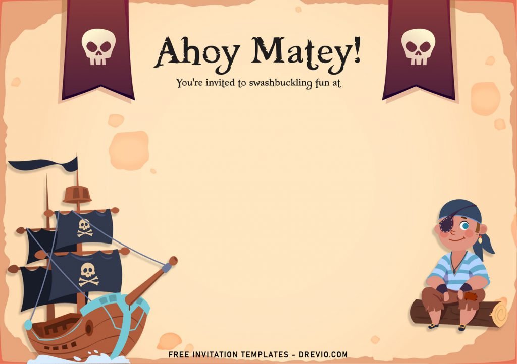 8+ Awesome Pirate Party Birthday Invitation Templates For Your Little Pirate Birthday and has Treasure Map Background