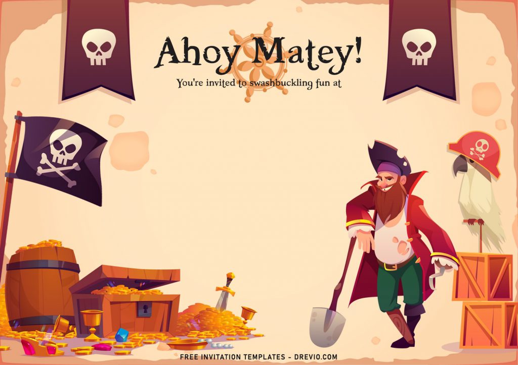 8+ Awesome Pirate Party Birthday Invitation Templates For Your Little Pirate Birthday and has Pirate Flag