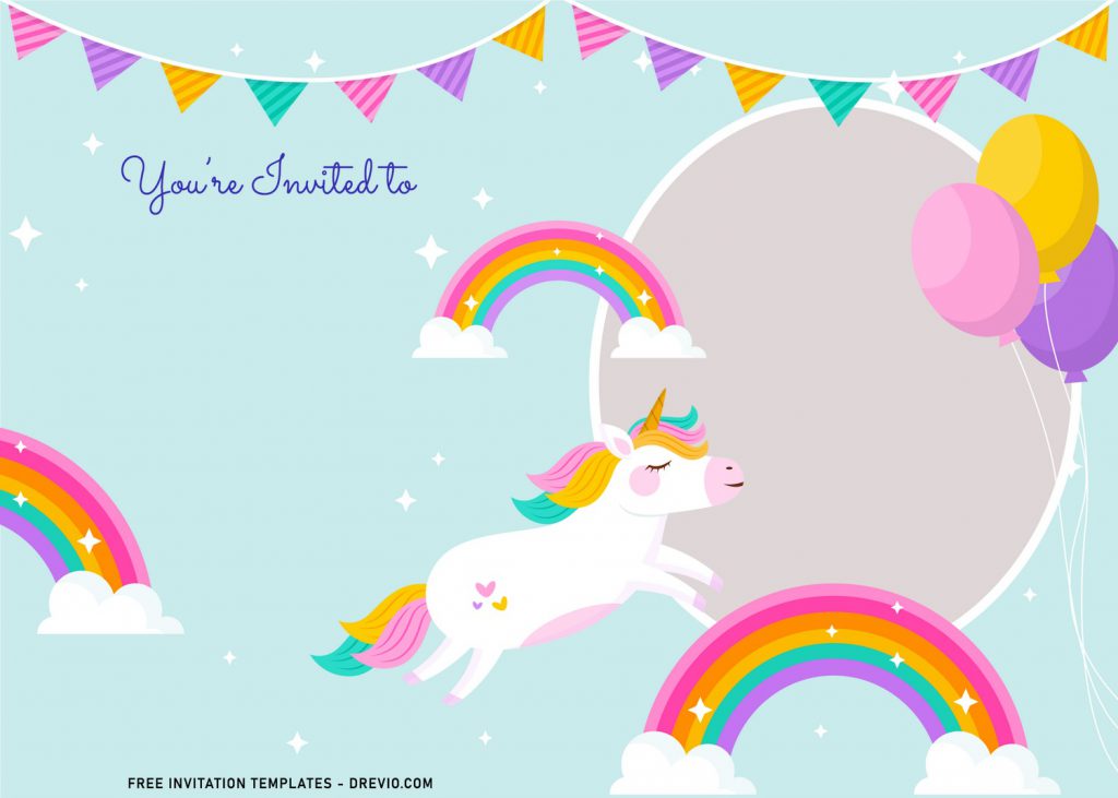 Invitation Template of 9+ Magical Rainbow Unicorn Birthday Invitation Templates For Any Ages 1