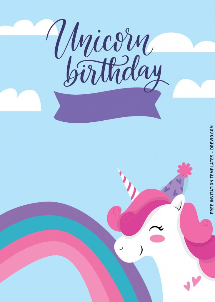 9+ Cute Unicorn First Birthday Invitation Templates and has adorable unicorn wearing birthday hat