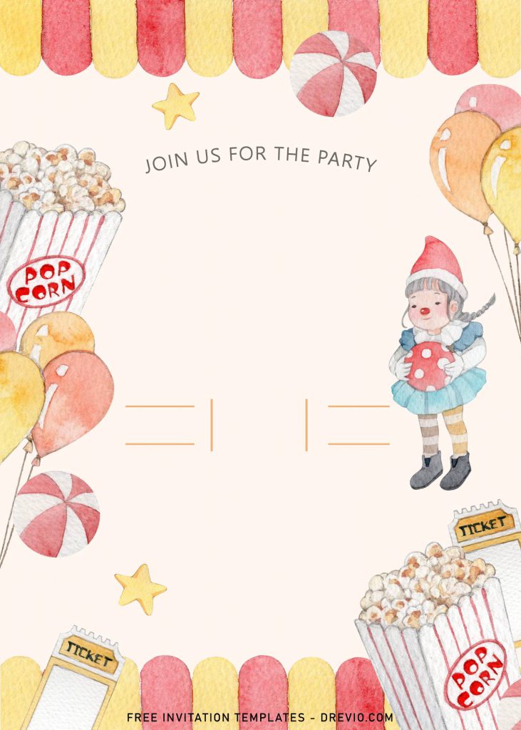 8+ Cute Amusement Park Themed Kids Birthday Invitation Templates and has Circus kid