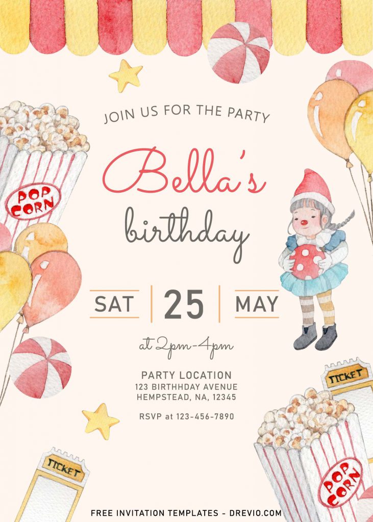 Invitation Template of 8+ Cute Amusement Park Themed Kids Birthday Invitation Templates 1