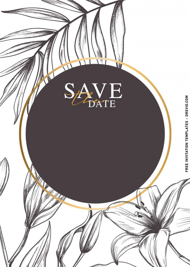 7+ Aesthetic Gold Marble And Floral Wedding Invitation Templates and has flower in black and white