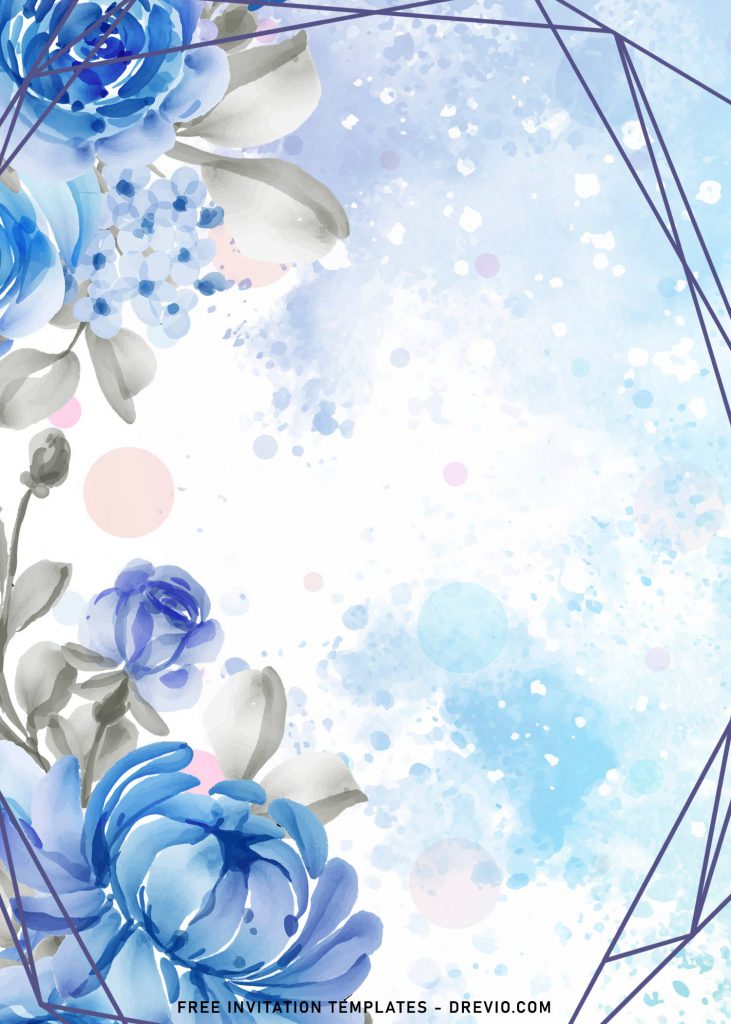 7+ Enchanting Blue Floral Geometric Wedding Invitation Templates and has stunning blue geometric pattern