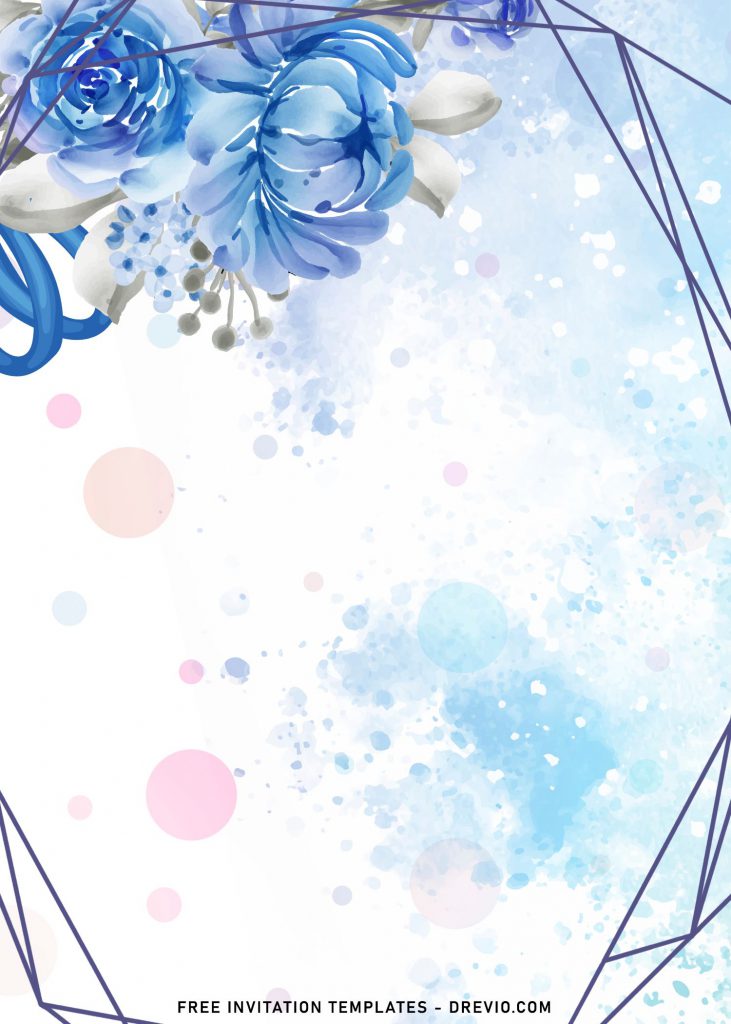7+ Enchanting Blue Floral Geometric Wedding Invitation Templates and has blue geometric frame