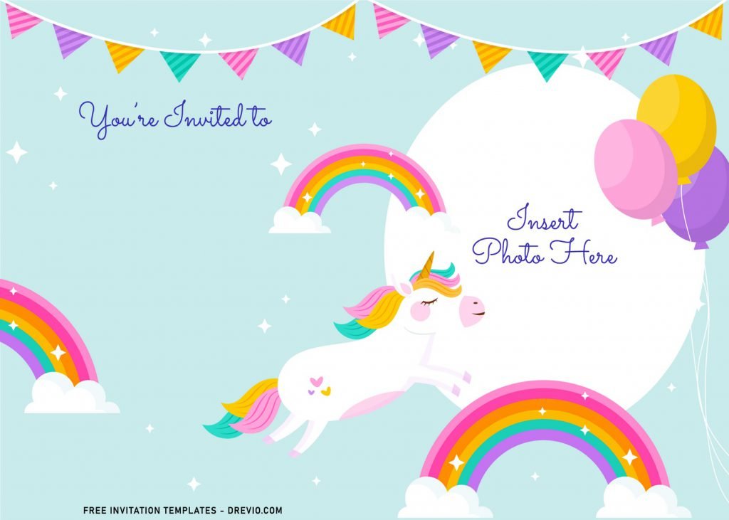 9+ Magical Rainbow Unicorn Birthday Invitation Templates For Any Ages and has hand drawn unicorn