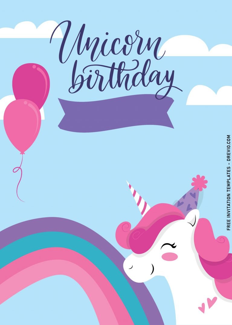 9+ Cute Unicorn First Birthday Invitation Templates | Download Hundreds ...