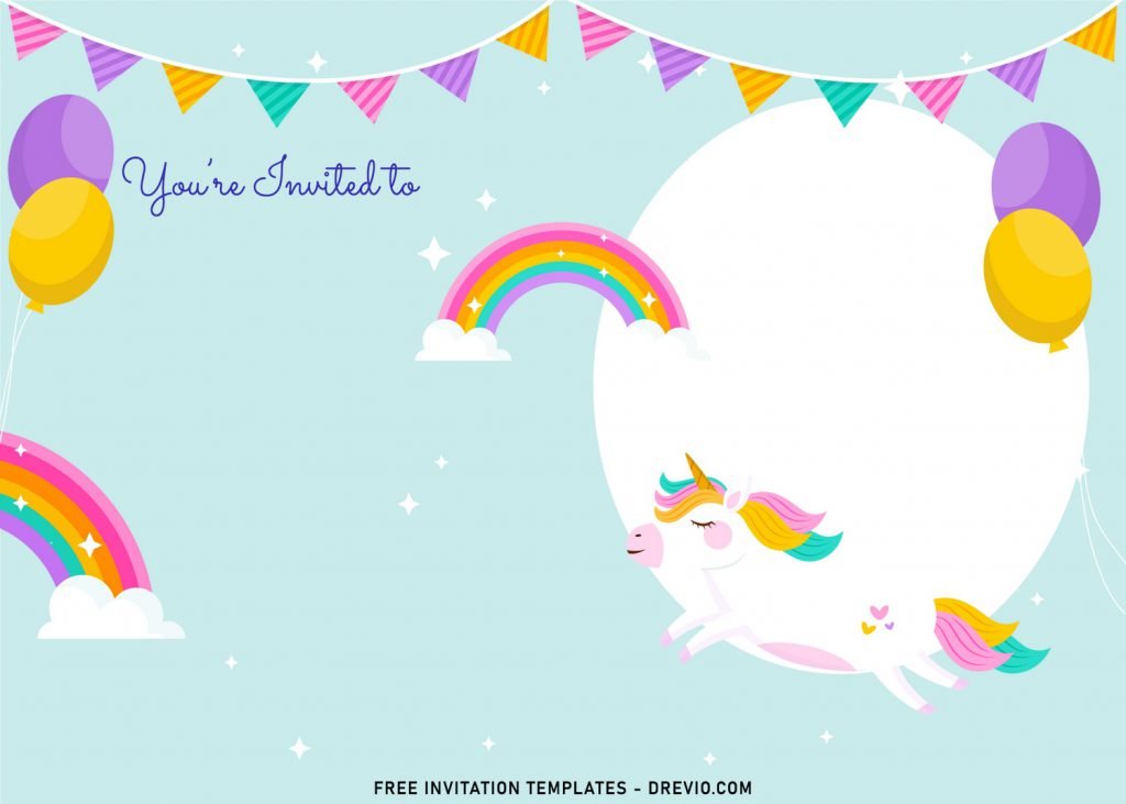 9+ Magical Rainbow Unicorn Birthday Invitation Templates For Any Ages and has Landscape design