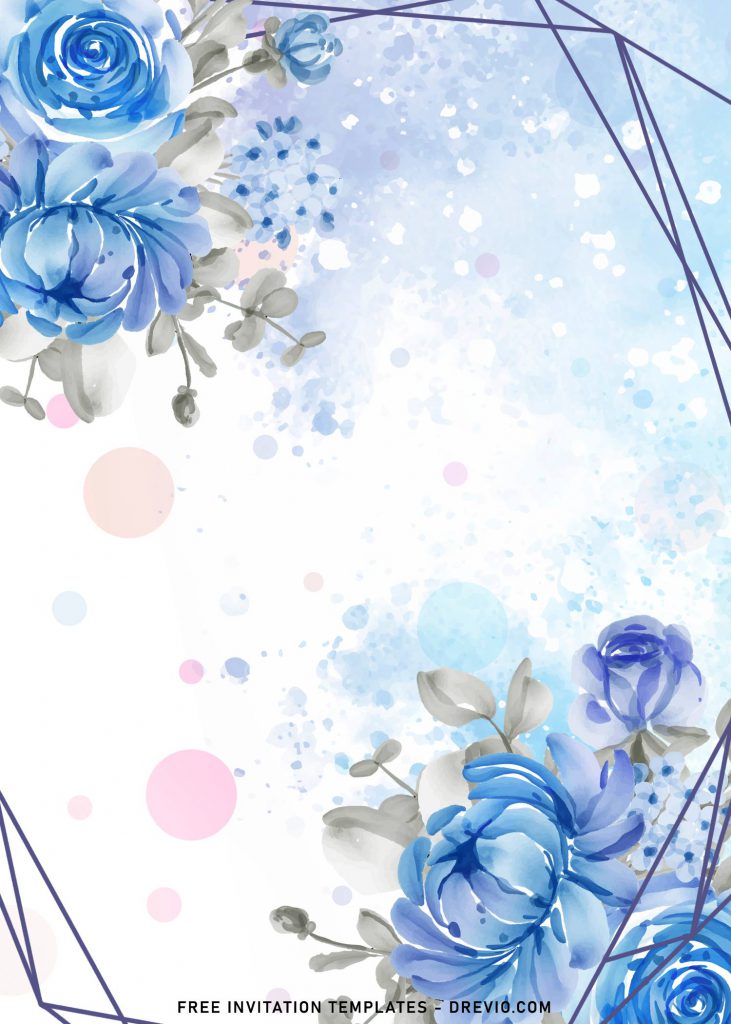 7+ Enchanting Blue Floral Geometric Wedding Invitation Templates and has 