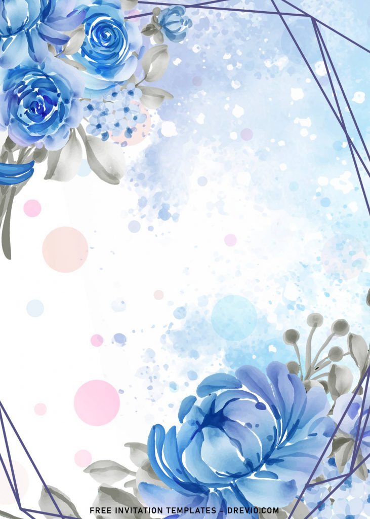 7+ Enchanting Blue Floral Geometric Wedding Invitation Templates and has 