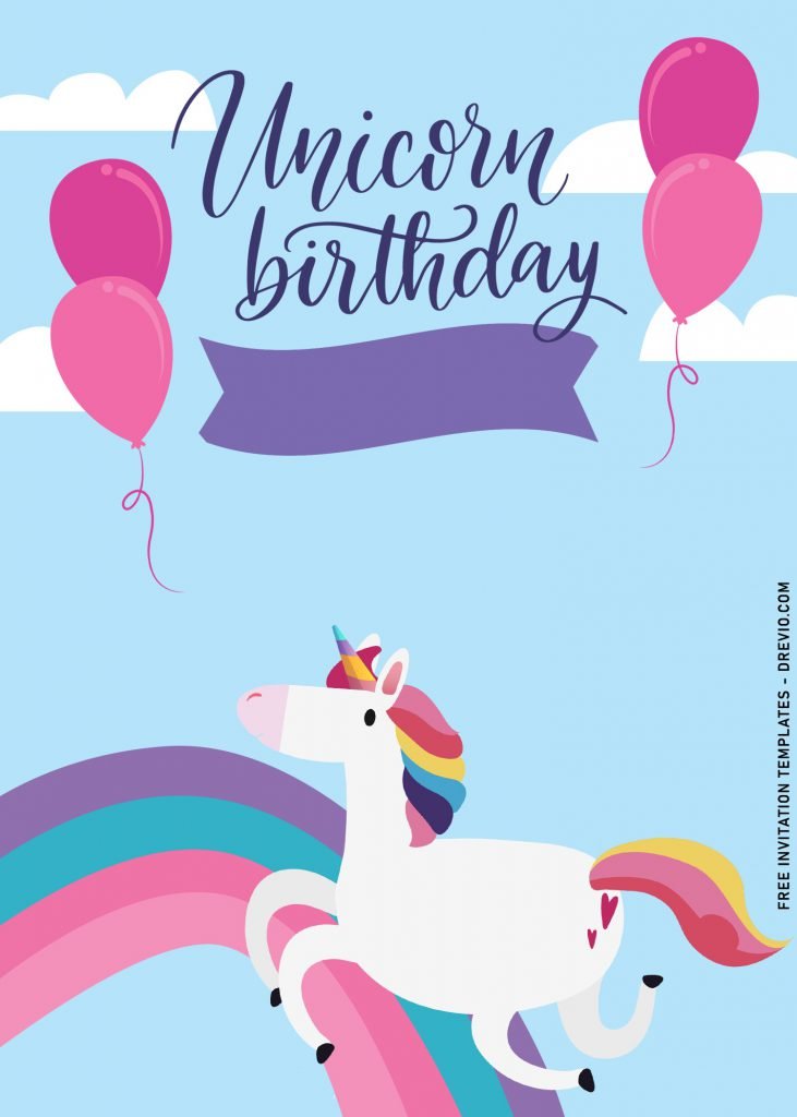 9+ Cute Unicorn First Birthday Invitation Templates and has portrait orientation design