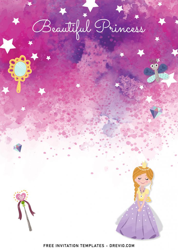 8+ Beautiful Princess Birthday Invitation Templates and has watercolor background