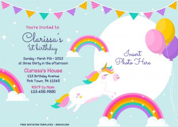 9+ Magical Rainbow Unicorn Birthday Invitation Templates For Any Ages