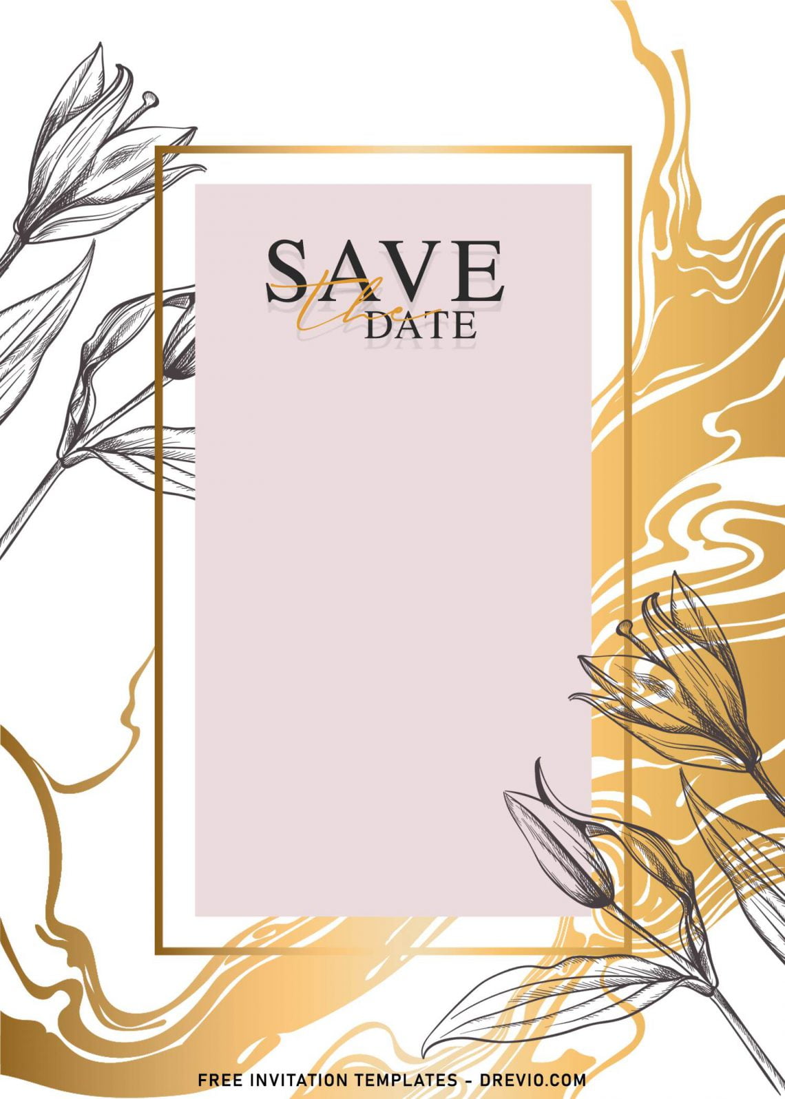7+ Aesthetic Gold Marble And Floral Wedding Invitation Templates ...