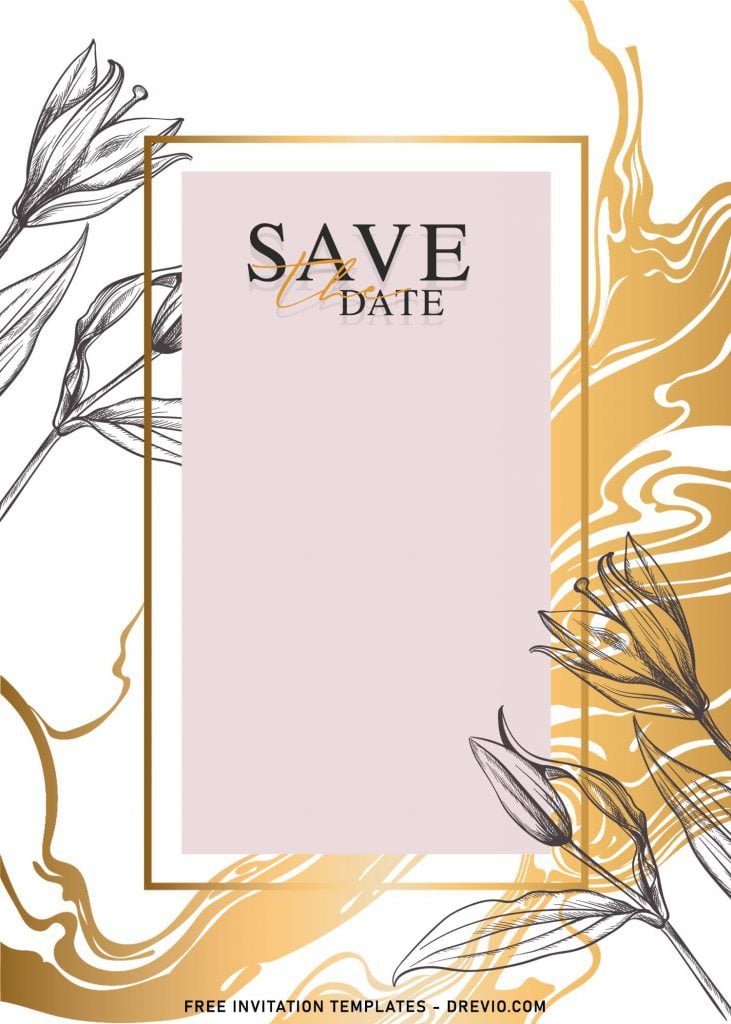 7+ Aesthetic Gold Marble And Floral Wedding Invitation Templates and has gold liquid marble background