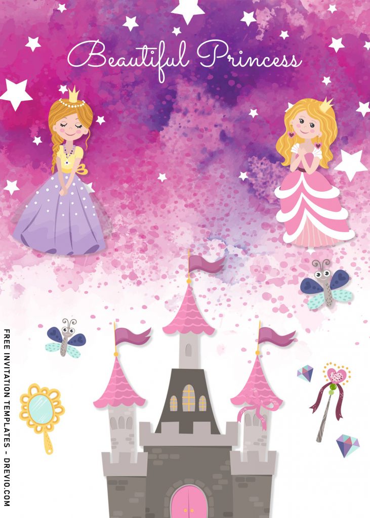 8+ Beautiful Princess Birthday Invitation Templates and has Princess's things