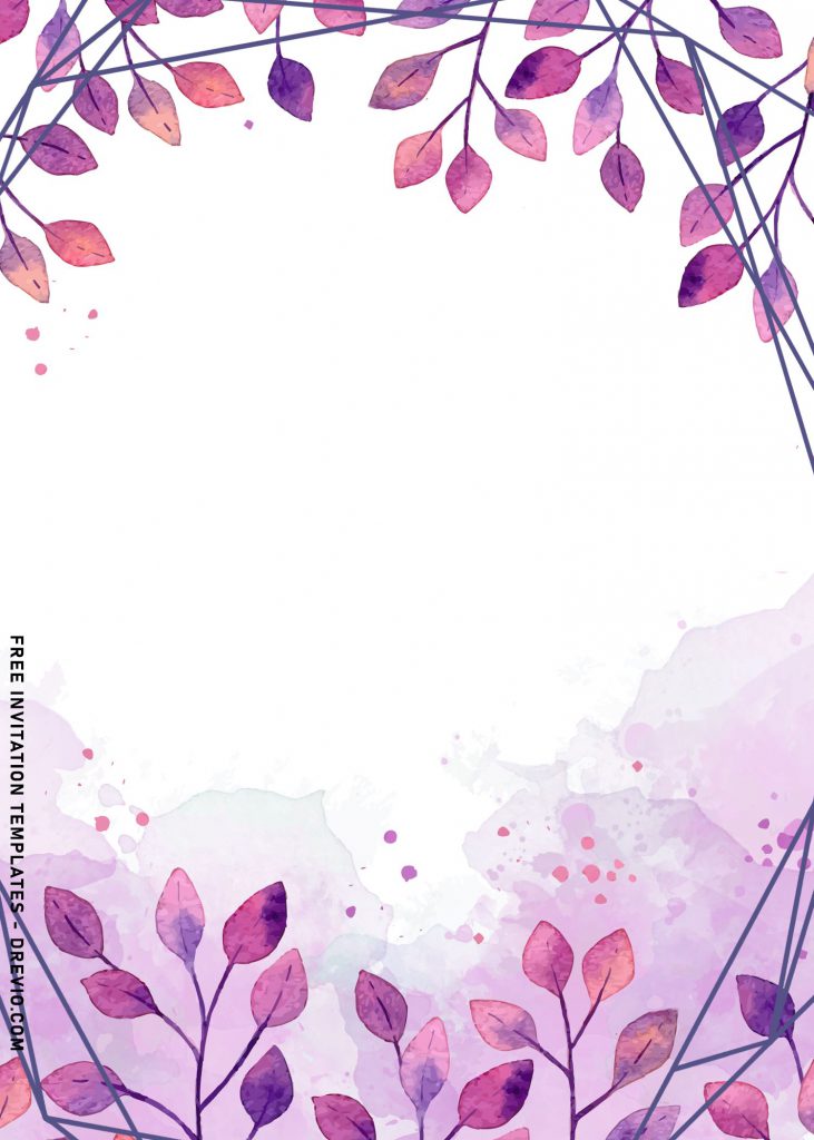 10+ Beautiful Purple Floral And Leaves Birthday Invitation Templates and has geometric pattern
