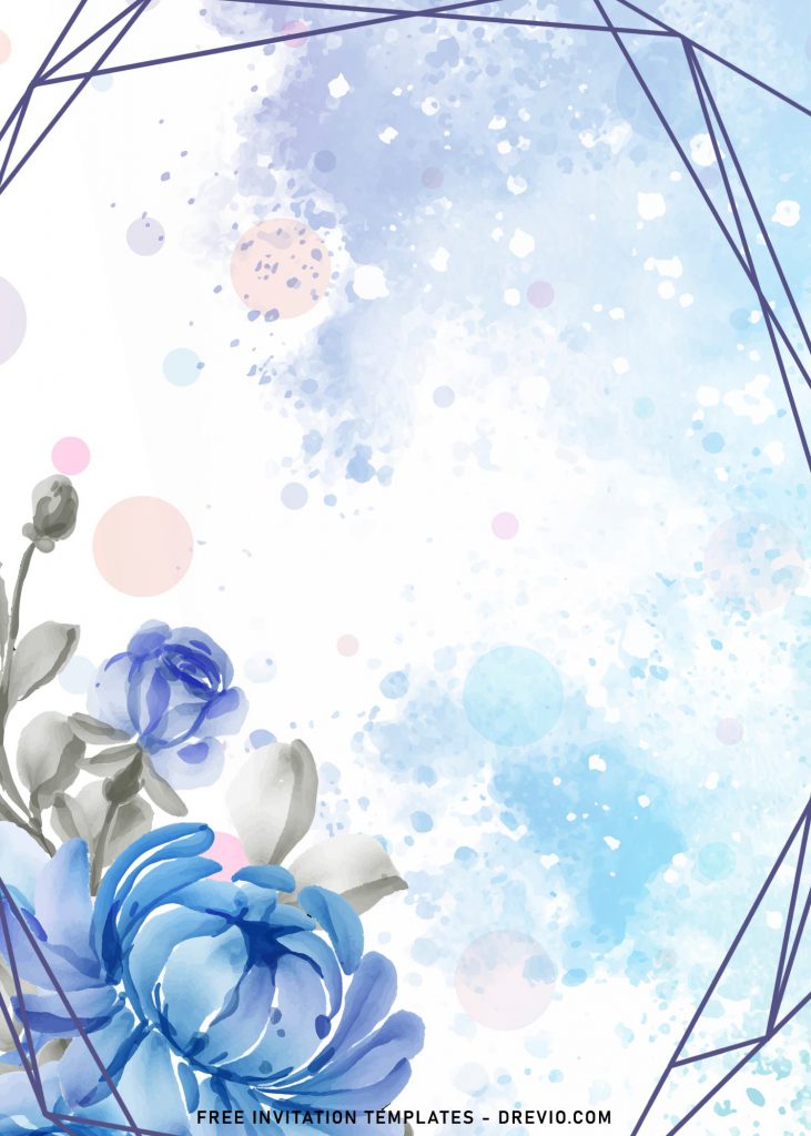 7+ Enchanting Blue Floral Geometric Wedding Invitation Templates and has beautiful blue peonies