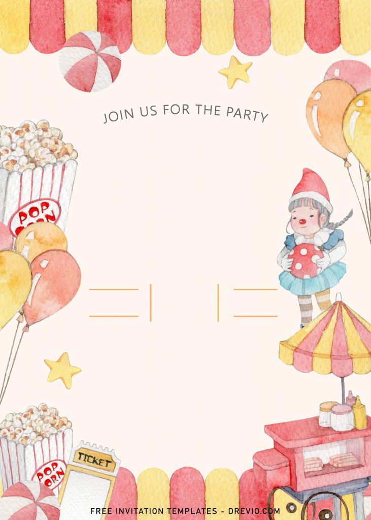 8+ Cute Amusement Park Themed Kids Birthday Invitation Templates and has 