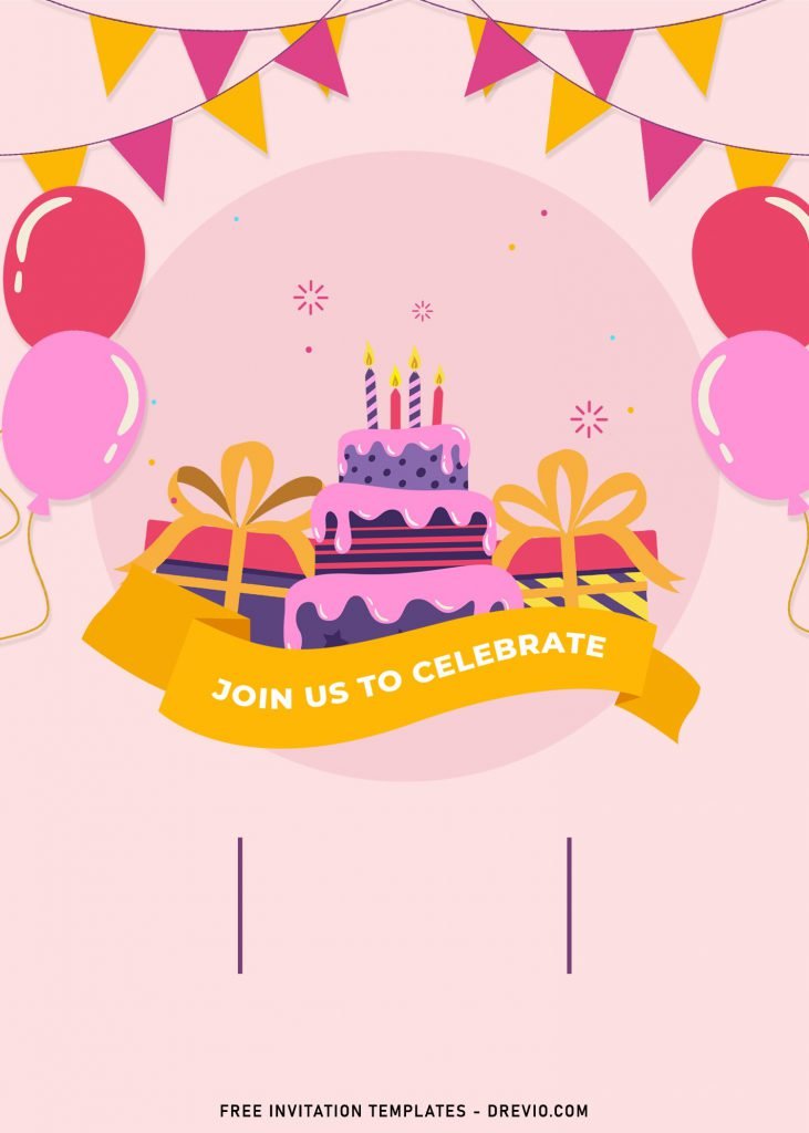 10+ Colorful Birthday Invitation Templates For Fun Kid's Birthday Party and has delicious birthday cake