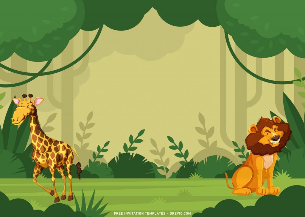 10+ Cute Safari Wild Animals Birthday Invitation Templates For Your Little Explorer and has Adorable Jungle Background
