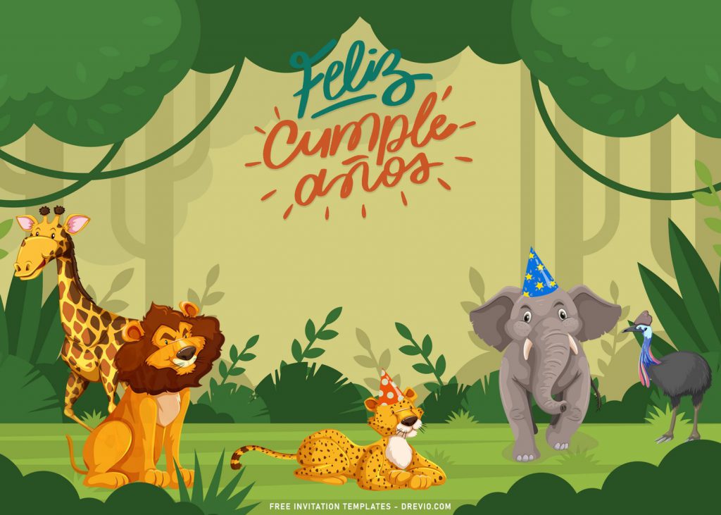 10+ Cute Safari Wild Animals Birthday Invitation Templates For Your Little Explorer and has Cute Baby Lion and Giraffe