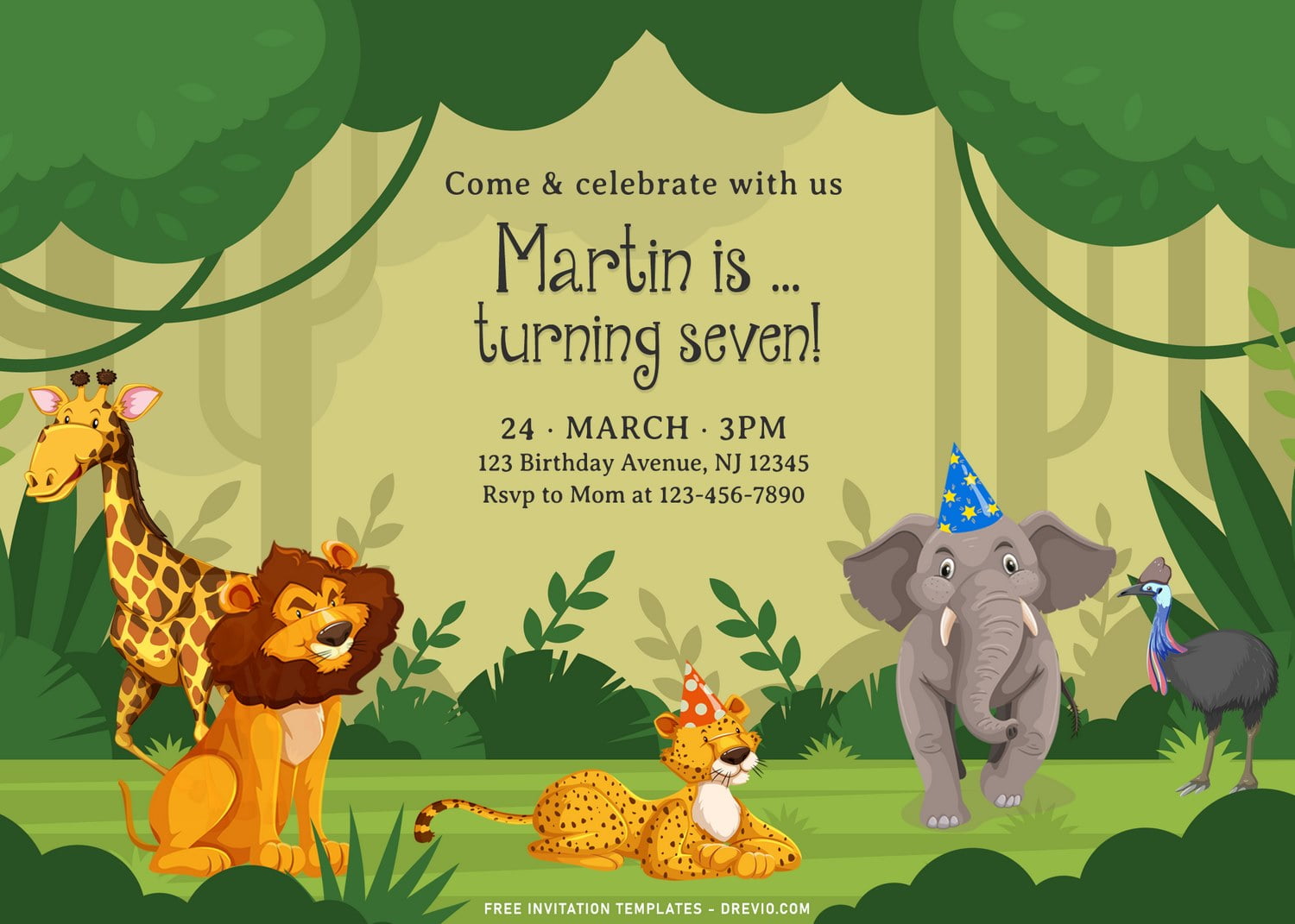 10+ Cute Safari Baby Animals Birthday Invitation Templates For Your