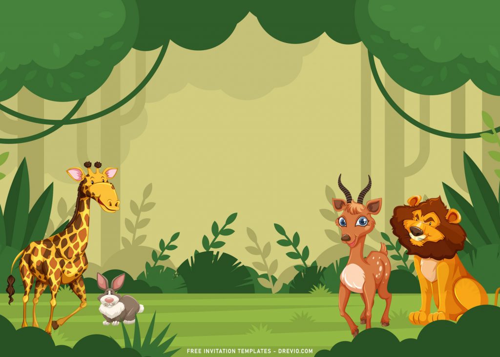 10+ Cute Safari Wild Animals Birthday Invitation Templates For Your Little Explorer and has Baby Giraffe