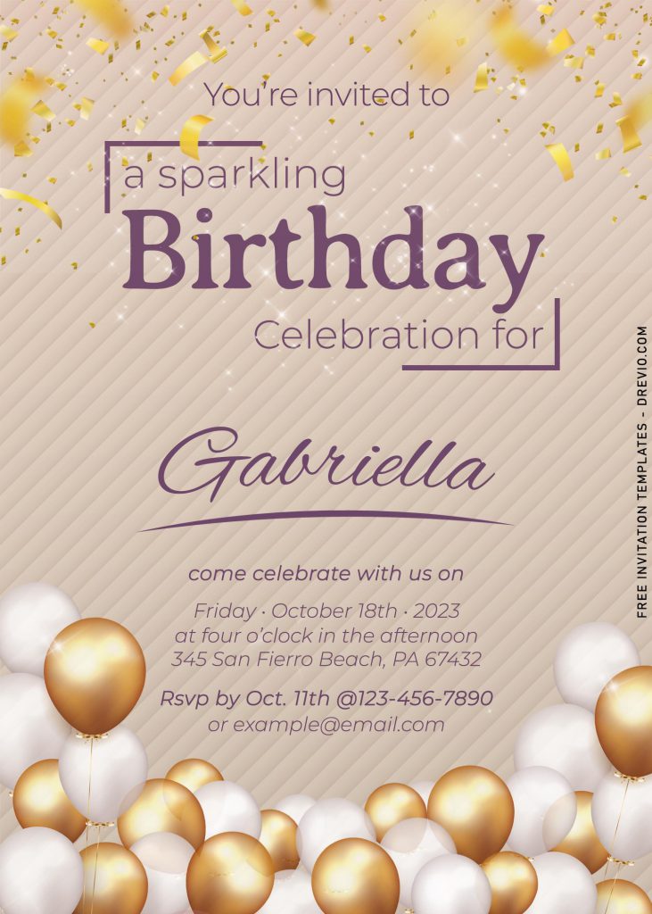 10+ Sparkling Balloons Birthday Invitation Templates with 