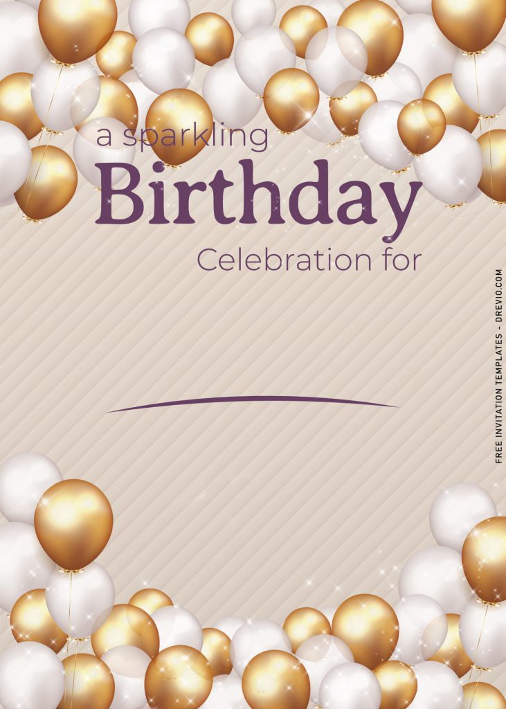 10+ Sparkling Balloons Birthday Invitation Templates with sparkling gold balloons